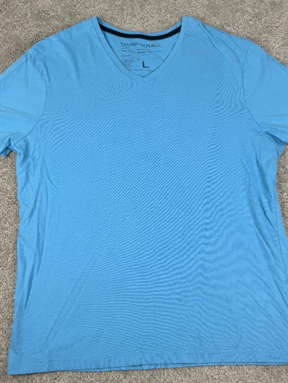 Banana Republic The Soft Wash Tee V-Neck Short Sleeve T-Shirt Blue Men's Large